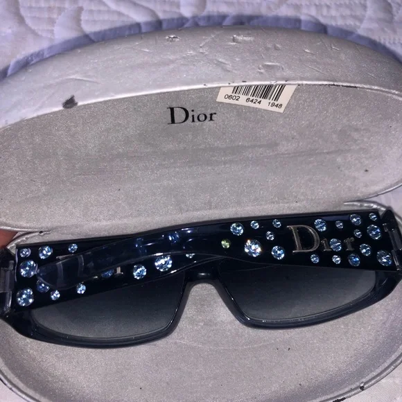 Authentic Dior blue Sunglasses with Blue Crystal Accents - Picture 1 of 6